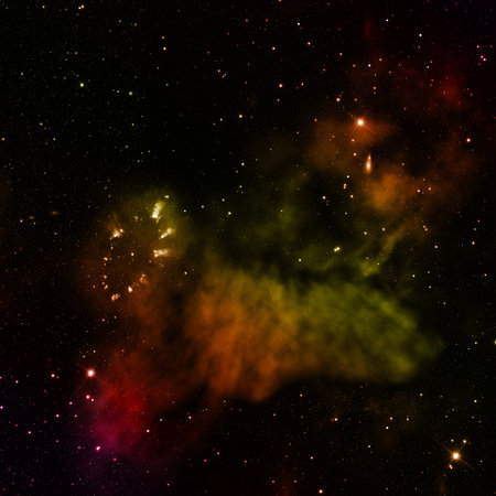 Star field in space and a nebulae. 3D renderingの写真素材