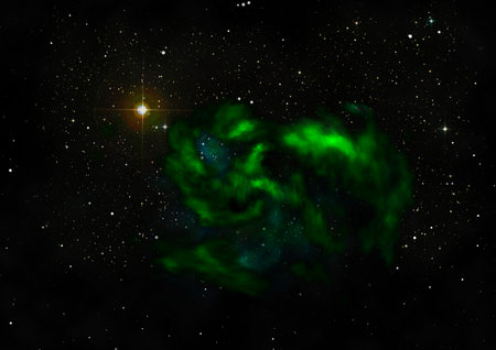 Star field in space and a nebulae. 3D renderingの写真素材