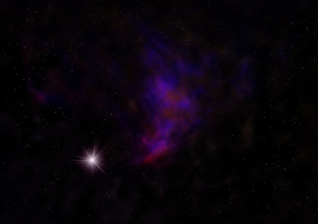 Star field in space and a nebulae. 3D renderingの写真素材