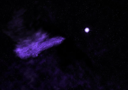 Star field and distant cold space nebula.の写真素材
