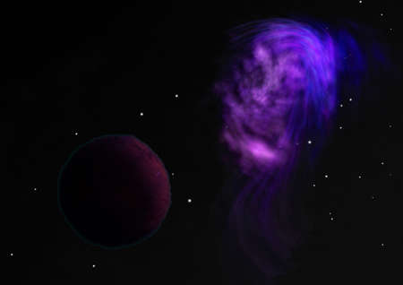 Planets in a space against stars. 3D rendering.の写真素材