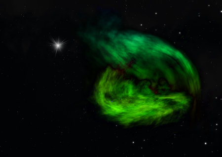 Star field in space and a nebulae. 3D renderingの写真素材