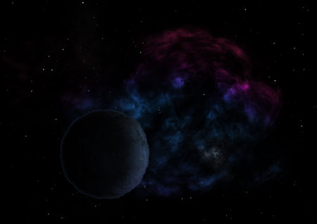 Planets in a space against stars and nebula.