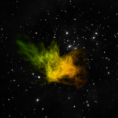Far being shone nebula and star field against space.の写真素材