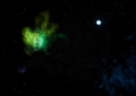 Far being shone nebula and star field against space.の写真素材