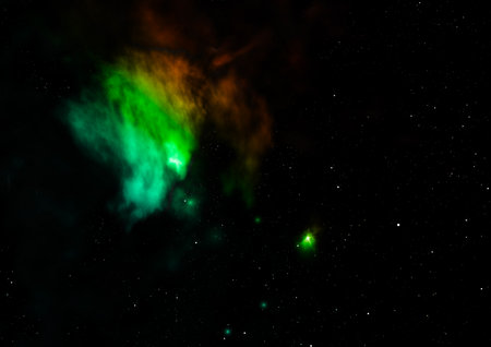 Far being shone nebula and star field against space.の写真素材