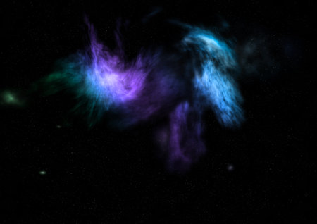 Far being shone nebula and star field against space.の写真素材
