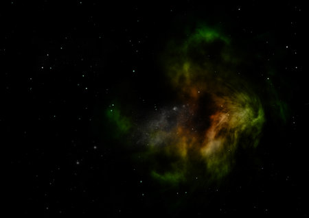 Far being shone nebula and star field against space.の写真素材