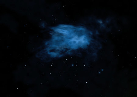 Distant flickering star array and cold cosmic nebula.の写真素材
