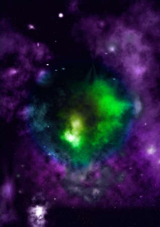 Far being shone nebula and star field against space.の写真素材