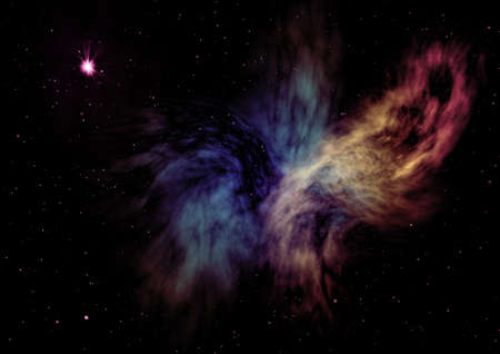 Star field in space and a nebulae. 3D renderingの写真素材