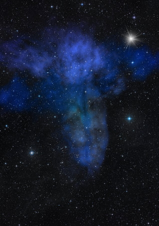 Star field in space and a nebulae. 3D renderingの写真素材