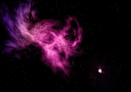 Far being shone nebula and star field against space.の写真素材