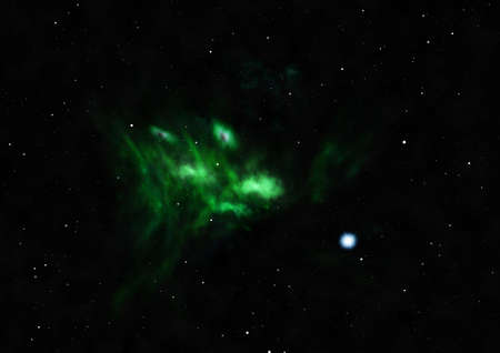 Far being shone nebula and star field against space.の写真素材