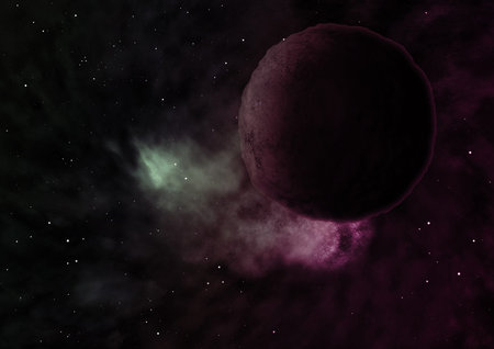 Planets in a space against stars and nebula. Elements of this image furnished by NASA. 3D rendering.