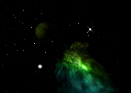 Planet in a space against stars. 3D rendering.の写真素材