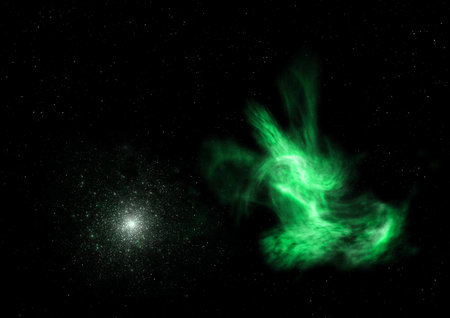 Far being shone nebula and star field against space.の写真素材