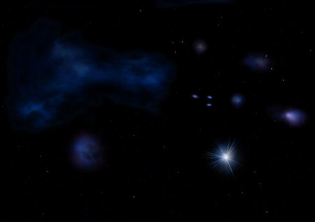 Far being shone nebula and star field against space.の写真素材