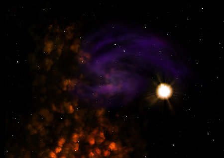 Far being shone nebula and star field against space.の写真素材