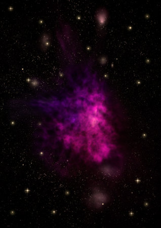 Far being shone nebula and star field against space.の写真素材