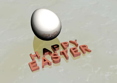 Dimensional inscription Happy Easter on white background. 3D rendering.の写真素材