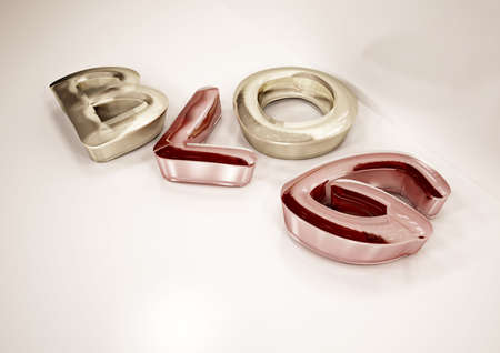 Glossy three-dimensional inscription Blog on dimensional background. 3D illustration.の写真素材