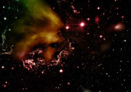 Stars of a planet and galaxy in a free spaceの写真素材