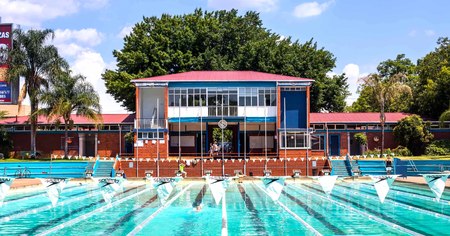 Pretoria, South Africa - March 6, 2018: Public swimming pool. Training pool in daylightのeditorial素材