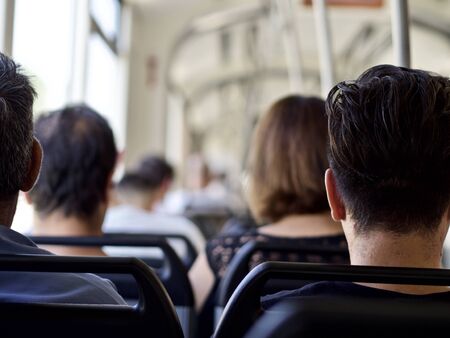 People in a public transportの写真素材