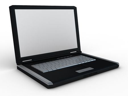 3d laptop rendered on white backgroundの写真素材