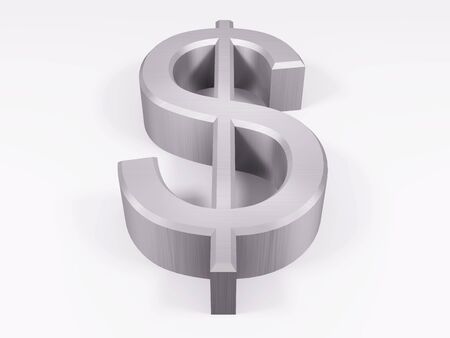 silver dollar symbol isolated on white 3d renderの写真素材