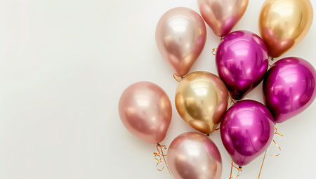 A mixture of pink and gold balloons made from natural materials, inspired by creative arts and fashion accessory trends. These balloons add a touch of magenta to any craft or jewelry displayの素材