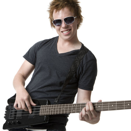 A Rocking dude with an electric bass guitar