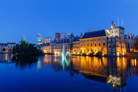 Den Haag, Netherlands - Circa 2019 : Binnenhof Parliamentary building at duskのeditorial素材