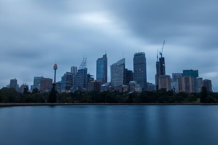 sydney, Australia - Circa 2019 : Downtown Sydney at dusk on a cloudy day.のeditorial素材