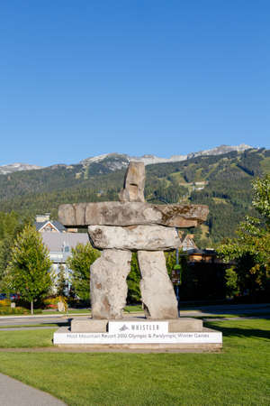 Whistler, Canada - Circa 2019: Whistler Inukshuk 2010 winter olympic games memorialのeditorial素材
