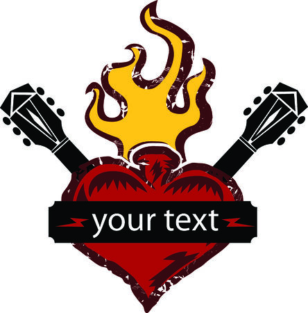 Flame Heart with guitar pegsのイラスト素材