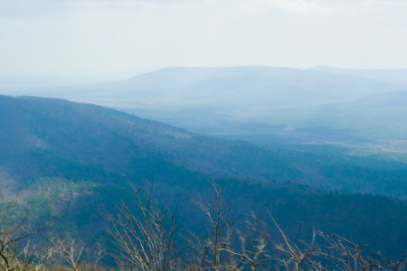 Ouachita Mountains in Oklahoma seen from the Talimena Driveの写真素材