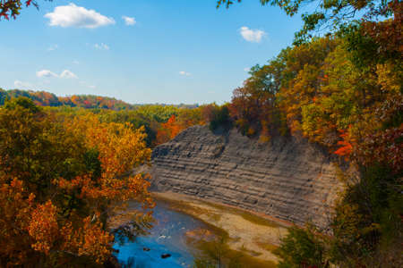 Rocky River Reservation in Fall, Cleveland, Ohioの写真素材