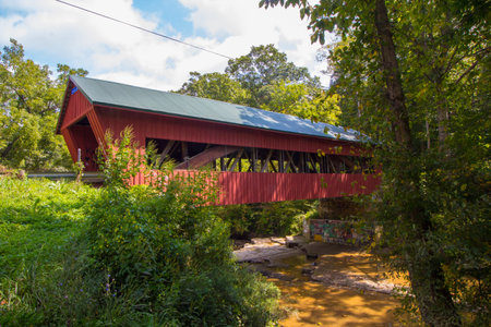 Helmick Road Covered Bridge, Ohioの写真素材