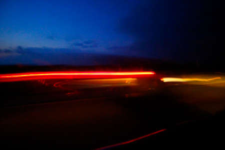 Night Driving on a Freeway, Iowaの写真素材