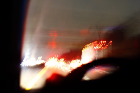 Light Trails Seen From Cars at Night