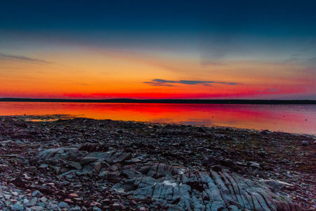 Brillant Sunrise on Gouldsboro Bay, Maineの写真素材