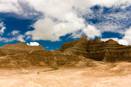 Fossil Exhibit Area, Badlands National Park, South Dakotaの写真素材