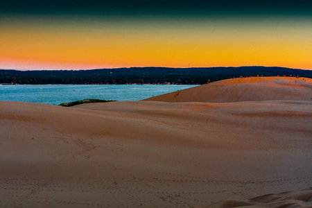 Sunset at Silver Lake Sand Dunes, Michiganの写真素材