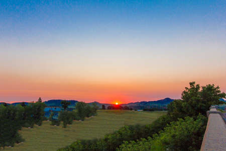 Summer Sunrise at Whitewood, South Dakotaの写真素材