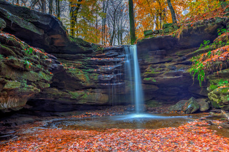 Dundee Falls in Autumn, Beach City Wilderness Area, Ohio