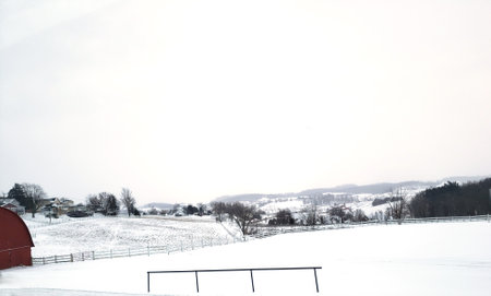 Walnut Creek, Ohio with a Winter Snowの写真素材