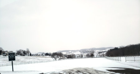 Walnut Creek, Ohio with a Winter Snowの写真素材