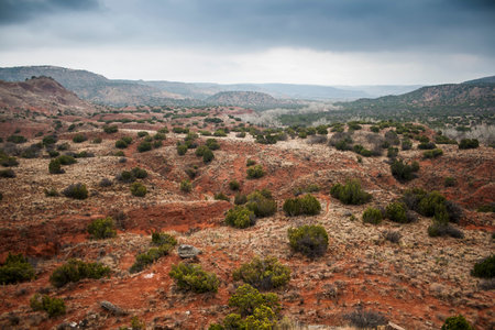 Cloudy Day at Palo Duro Canyon State Park, Texasの写真素材